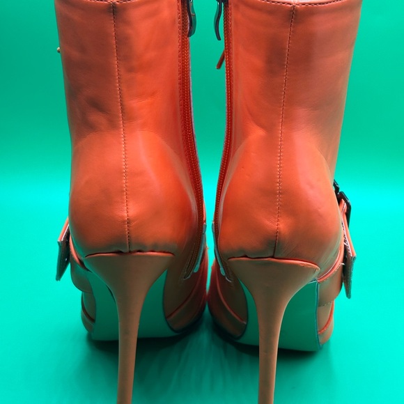 Women’s Orange Tie-up Pointed Toe Heel Booties Size 8 1/2 NWOT - Picture 8 of 12